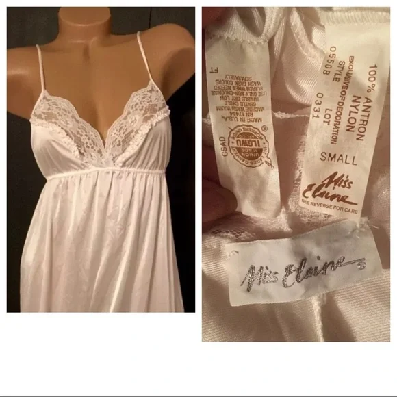 🎉🎊🎉HOST PIC🎊🎉🎊VTG Miss Elaine Peignoir Set Small White Nylon lace long gown Robe - Picture 6 of 16